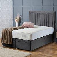 BSSPOKE Canes Ottoman Divan Bed Plush Velvet 54 Headboard & Mattress in Charcoal | Size: King