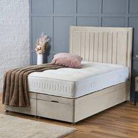 BSSPOKE Canes Ottoman Divan Bed Plush Velvet 54 Headboard & Mattress in Cream | Size: Single