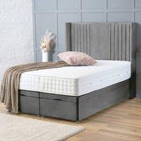 BSSPOKE Charlotte Ottoman Divan Bed Plush Velvet 54 Headboard & No Mattress in Grey | Size: Small Double