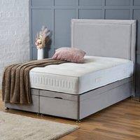 BSSPOKE Ella Ottoman Divan Bed Plush Velvet 54 Headboard & Mattress in Silver | Size: Single
