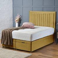 BSSPOKE Canes Ottoman Divan Bed Plush Velvet 54 Headboard & Mattress in Mustard | Size: Single