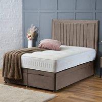 BSSPOKE Canes Ottoman Divan Bed Plush Velvet 54 Headboard & No Mattress in Taupe | Size: King