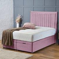 BSSPOKE Canes Ottoman Divan Bed Plush Velvet 54 Headboard & Mattress in Pink | Size: Double