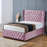 BSSPOKE Bella Ottoman Divan Bed Plush Velvet 54 Headboard & No Mattress in Pink | Size: Small Double