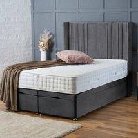 BSSPOKE Charlotte Ottoman Divan Bed Plush Velvet 54 Headboard & No Mattress in Charcoal | Size: Double