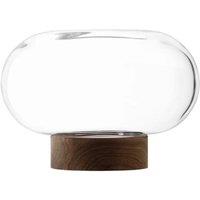 LSA Oblate Glass Vase Lantern 19.5cm with Walnut Base Clear