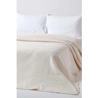 Homescapes Cotton Contemporary Diamond Pattern Bedspread in Cream | Size: King