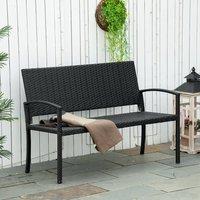 OUTSUNNY Patio Rattan 2 Seater Garden Bench Love Seater Garden Armchair in Black