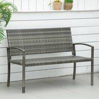 OUTSUNNY Patio Rattan 2 Seater Garden Bench Love Seater Garden Armchair in Grey