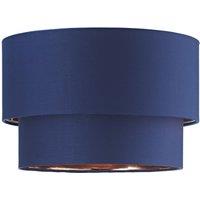 Happy Homewares Modern Cotton Fabric Double Tier Ceiling Shade with Shiny Inner in Midnight | Size: 16 inches