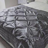 Voltico Buttoned Bedspread Charcoal Soft Bed Throw 140x200cm in Dark Grey | Size: 140x200 cm