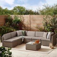 FurnitureboxUK Orlando 6 Seat Modular Outdoor Garden Rattan Sofa in Brown