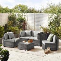 FurnitureboxUK Orlando 6 Seat Modular Outdoor Garden Rattan Sofa in Grey
