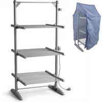 House of Home 3 Tier Heated Clothes Airer with Drying Cover 24 Bars Energy Efficient in Silver