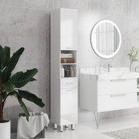 Kleankin Tall Narrow Bathroom Storage Cabinet Cupboard w/ Cabinets, White