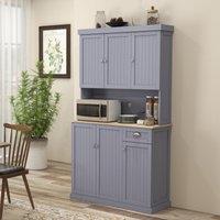 HOMCOM Kitchen Cupboard Storage Cabinet with Adjustable Shelves in Grey