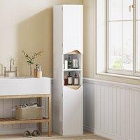 HOMCOM Slim Bathroom Storage Cabinet, Tall Bathroom Cabinet with 2 Doors in White