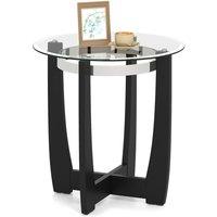 Costway 61cm Round End Table Side Table w/ Tempered Glass Top Accent Table in Black
