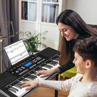 Costway 61-Key Portable Electronic Keyboard Piano w/ Stool Digital Piano Set in Black