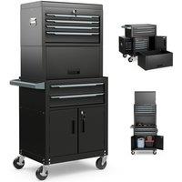 Gymax 6-Drawer Rolling Tool Chest 3-in-1 Tool Storage Cabinet With Wheels in Black