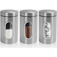 VOGREX 3X Kitchen Canisters Tea Coffee Sugar Storage Jars in Silver