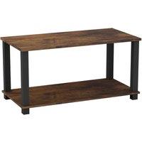 VOGREX Rustic Brown 2 Tier Coffee Table Side Table With Shelf TV Stand