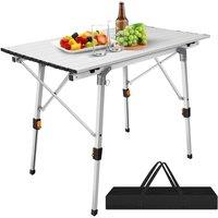 VOGREX Portable Folding Camping Table with Roll Up Aluminium in Silver
