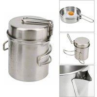 VOGREX Stainless Steel Camping Cookware Cooking Pot Set in Silver