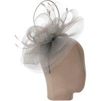 PEACH ACCESSORIES Women's Wired Loop & Feather Fascinator in Silver
