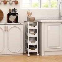 HOMCOM Storage Trolley Mobile Utility Cart for Kitchen Office in White