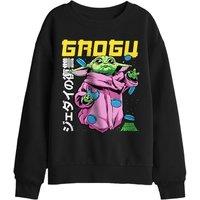 Star Wars - The Mandalorian The Mandalorian Grogu Neon Macarons Kids Sweatshirt, Black | Size: 9-11 Years