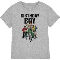Stranger Things Boy's Birthday Bike Kids T-Shirt, Athletic Heather in Light Grey | Size: 9-11 Years
