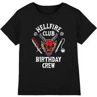Stranger Things Hellfire Birthday Crew Inverted Kids T-Shirt, Black | Size: 9-11 Years