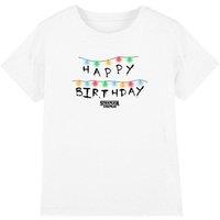 Stranger Things Happy Birthday Lights Kids T-Shirt, White | Size: 7-8 Years