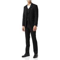 XPOSED Men's JROSS - 3 Piece Business Suit Tailored Fit Office Formals in Black | Size: 54R