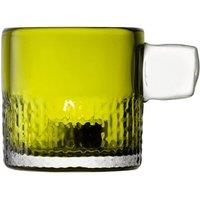 LSA Glass Tealight Holder with Handle 9cm Olive in Green