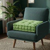 Snug City Teddy Fabric Square Booster Cushion Soft Seat Riser Pad Dining Chair in Green | Size: 45 cm x 45 cm