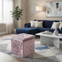 Snug City Crushed Velvet Square Storage Box with Lid Elegant Organizer Any Room in Pink | Size: Small