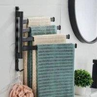 Havendro Bathroom Hand Towel Rack 4-Bar Folding Bath Wall Mount in Black