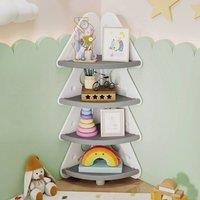 Costway 4-Tier Kids Corner Bookshelf Christmas Tree Bookcase Toy Storage Rack