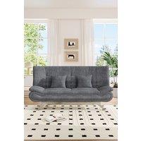 H&O Direct 2-Seater Linen Convertible Sofa Bed with Pillows in Grey
