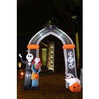 Living and Home 266x325cm Halloween Light-Up Inflatable Jack Skellington & Sally Welcome Archway Giant Outdoor Yard & Party Entrance Decoration