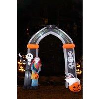 H&O Direct 10ft Halloween Outdoor Jack Skellington & Sally Welcoming Inflatable Archway with Build-In LED Lights