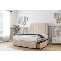 Sloomy Kansas Naples Divan Bed Set No Drawers With 26 Strutted Headboard in Light Sand | Size: Small Single