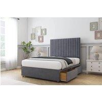 Sloomy Manhattan Plush Divan Set 2 Drawers-54 Headboard in Dark Grey | Size: Super King