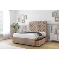 Sloomy Mayfair Naples Divan Bed Set 2 Drawers Same Side With 26 Strutted Headboard in Light Brown | Size: Small Double