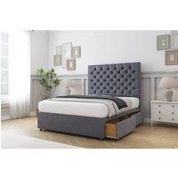 Sloomy Mayfair Plush Divan Set 2 Drawers-54 Headboard in Dark Grey | Size: Small Double