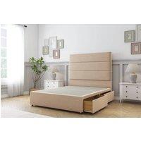 Sloomy Texas Plush Divan Bed Set 2 Drawers Same Side With 26 Strutted Headboard in Stone | Size: Double
