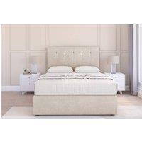 Sloomy Highbury Plush Divan Bed With Mattress No Drawers With 26 Strutted Headboard in Cream | Size: Super King