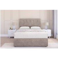 Sloomy Highbury Plush Divan Bed With Mattress No Drawers With 26 Strutted Headboard in Stone | Size: Double